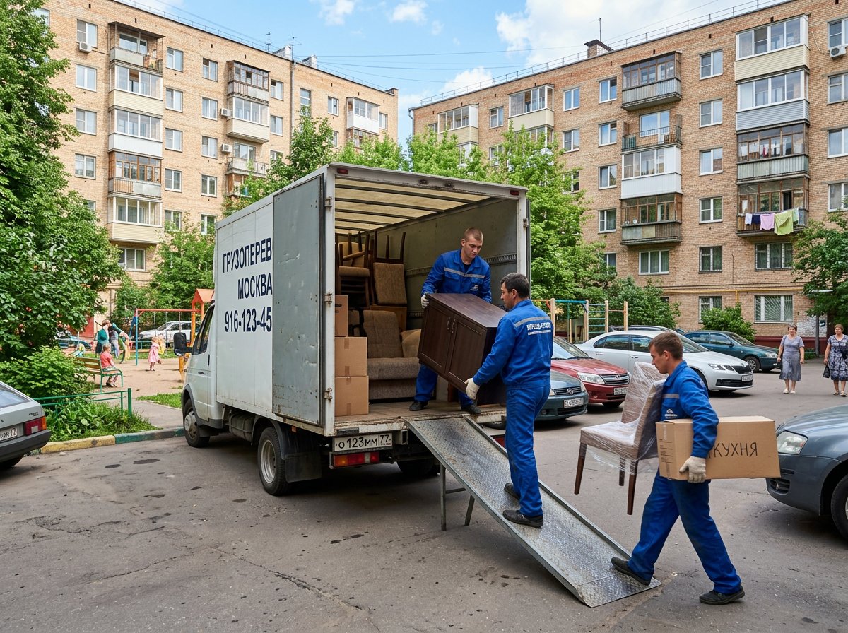 Погрузка мебели в грузовик